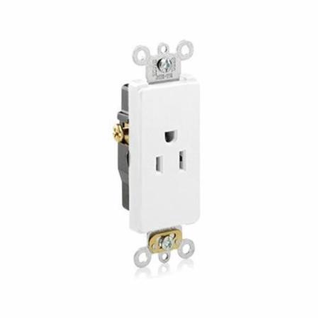 LEVITON Electrical Receptacles 515R Dec Single Recep Wht Side Wired 16241-W